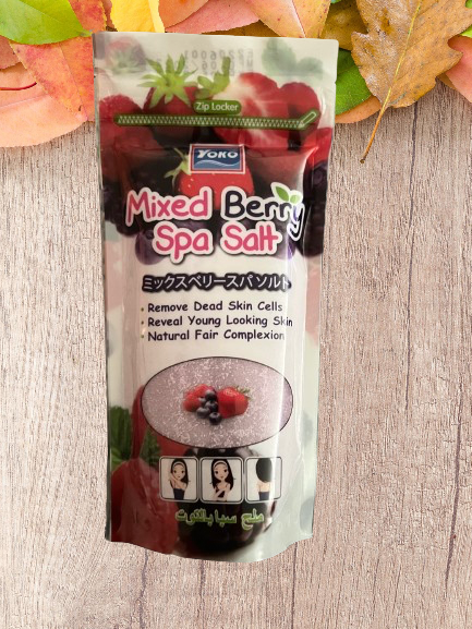 Mixed Berry Spa Salt 300grams, Remove Dead Skin Cells, Reveal Young Looking Skin, Natural Fair Complexion