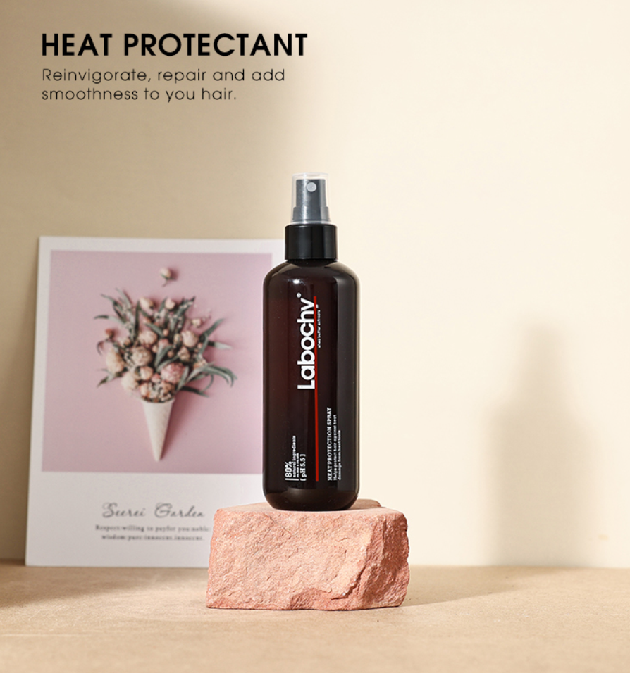 LABOCHY: HEAT PROTECTION SPRAY heat protectant is used before heated styling that protects the hair to heat exposure up to 450º F. Get you vibrant, silky, shiny