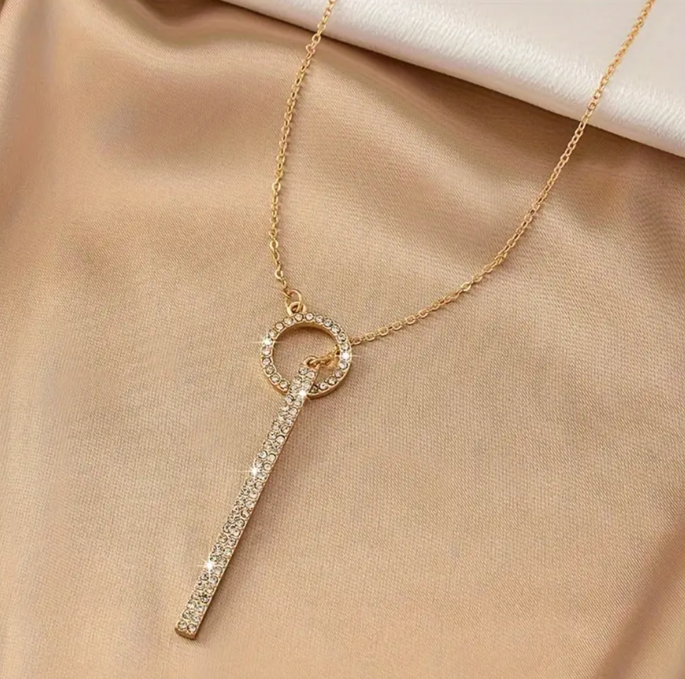 Luxury Simple Style Circle Necklace Bling Bling Elegant Style Inlaid Zircon Tassel Necklace Clavicle Chain Jewelry For Women