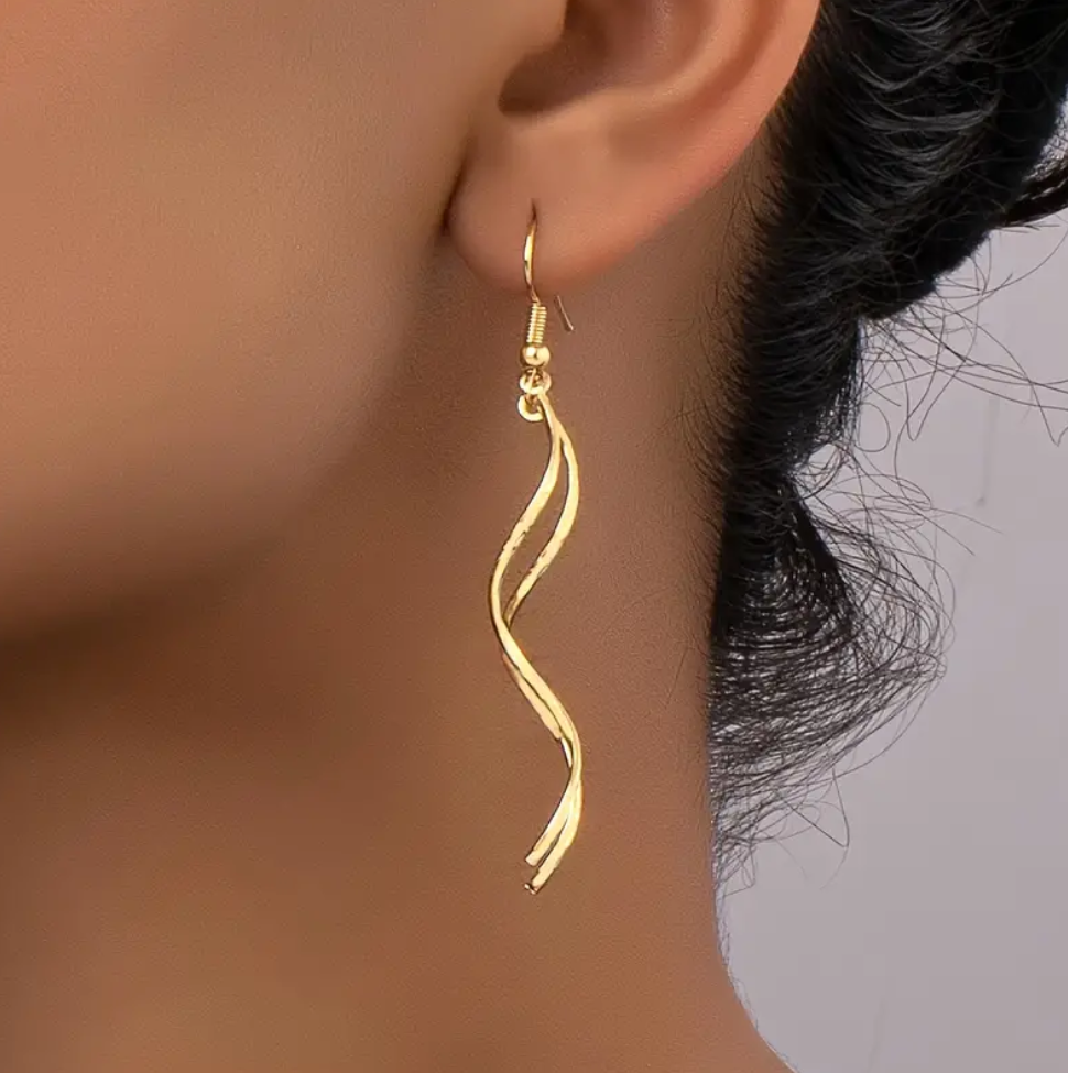 Dangle Earrings Golden Curve Design Match Daily Outfits Party Accessories Casual Dating Decor For Female Fashionable Stuff