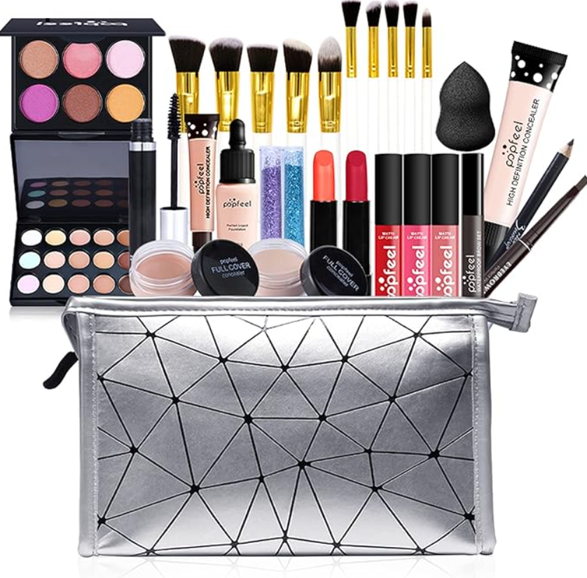 All in One Makeup Kit Makeup Kit for Women Full Kit, Multipurpose Makeup Kit, Cosmetic Starter Beauty Kit Include Makeup Brush Set, Eyeshadow, Lip Gloss, Eyebrow Pencil, Mascara, Travel Carry Bag