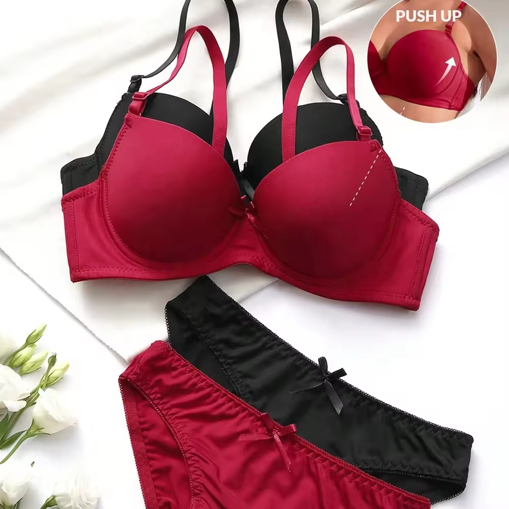 Fashion Wired Bra And Penty Back Closure Ladies Sexy Panties And Bra Brief Sets Women