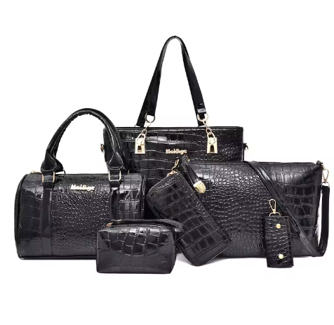 Purse Set New Fashion Crocodile Pattern Handbag Women and Luxury Ladies Bags Six-Piece Set Style Bag