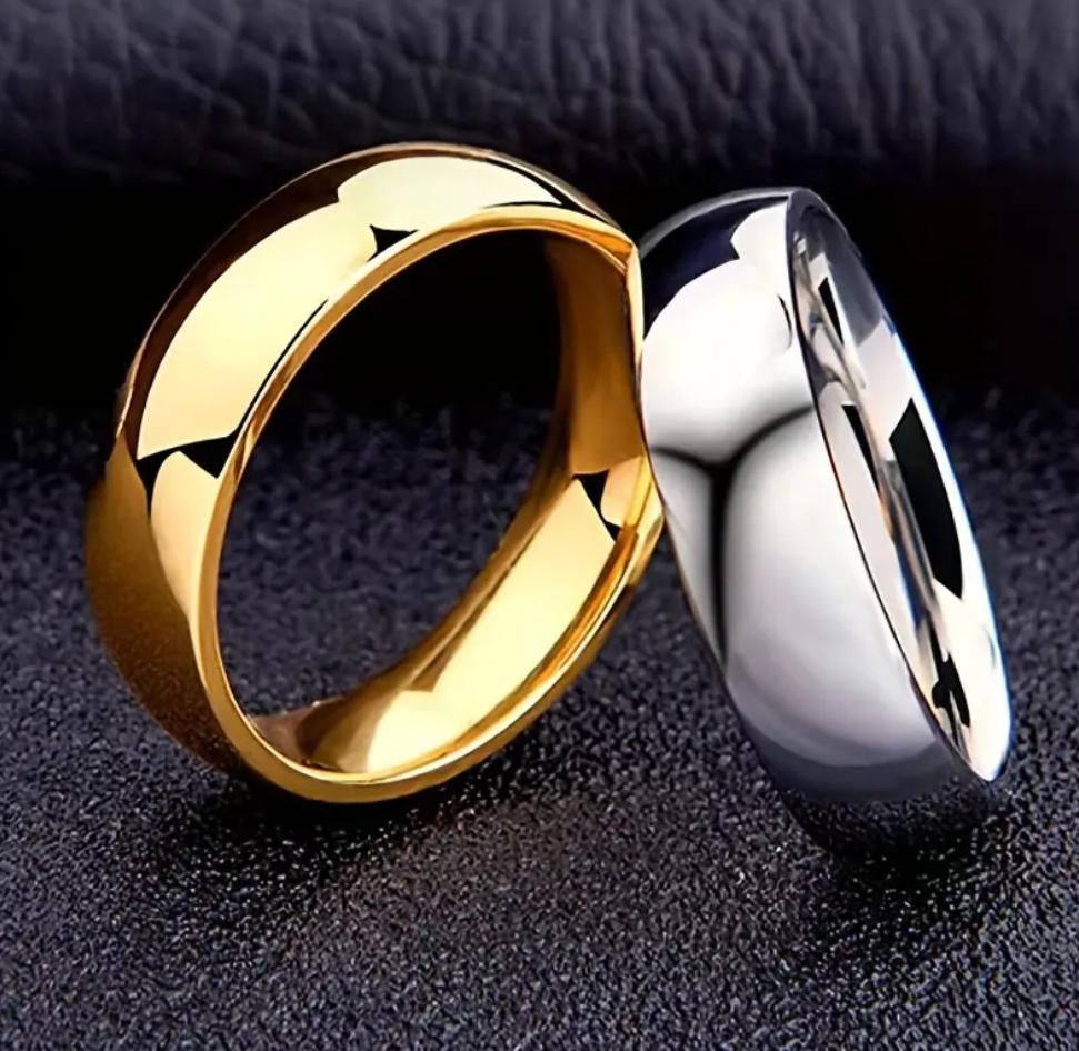 Statement Stainless Steel Band Ring Elegant Curved Wide Face Finger Ring Jewelry Decoration