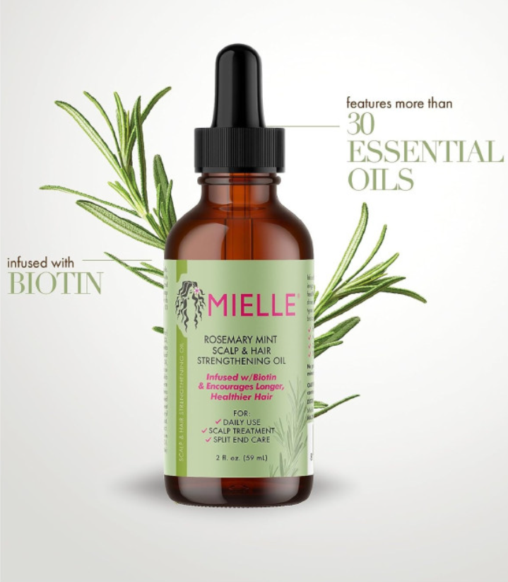 Mielle Rosemary Mint Scalp & Hair Strengthening Oil With Biotin And Essential Oils Nourishing Treatment For Split Ends And Dry Scalp For All Hair Types 59ml