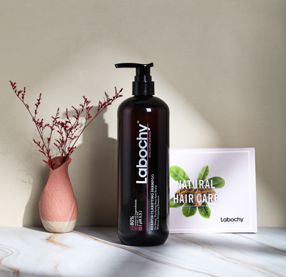 LABOCHY, ORGANIC KERATIN CLARIFYING SHAMPOO Go Deep, Purifying Hair And Scalp Without Stripping Essence. Deeply cleans the hair cuticle removing all residues and impurities to revitalize dull hair