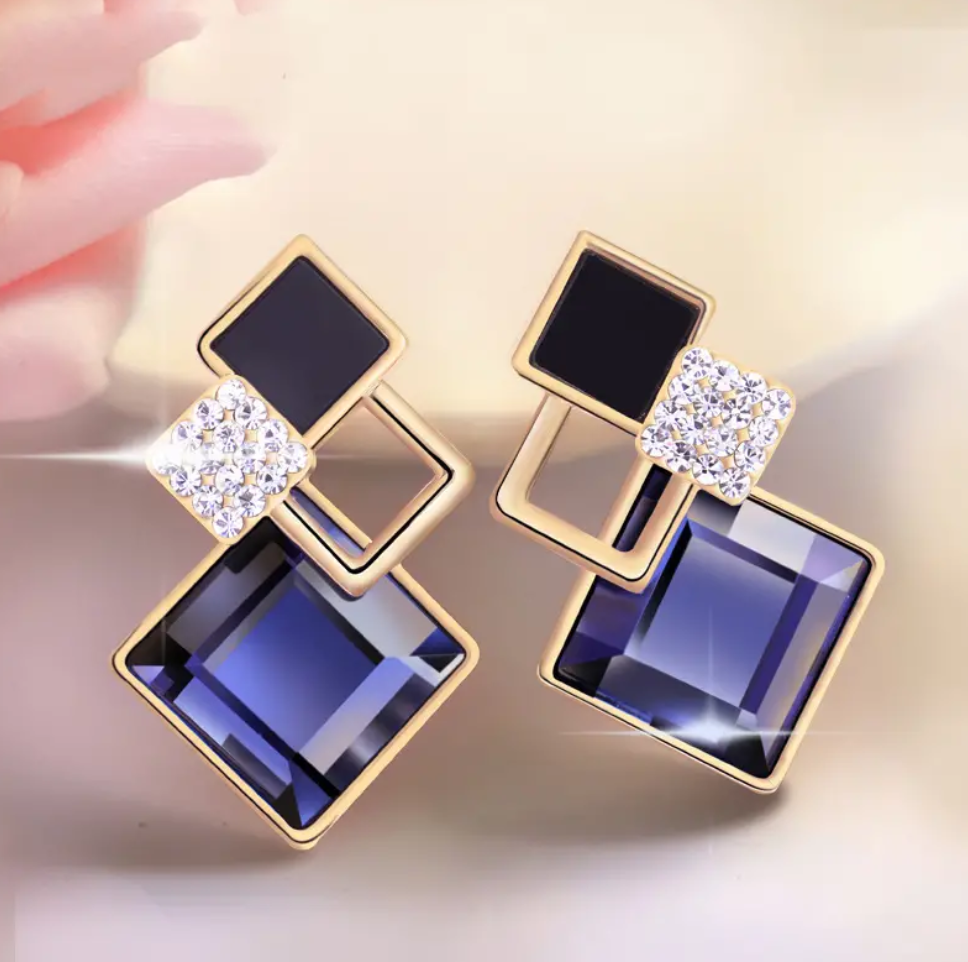 Vintage Elegant And Fashion Rhinestone Decor Earrings Square Earrings Daily Accessories Birthday Parties Anniversary Gifts For Girls