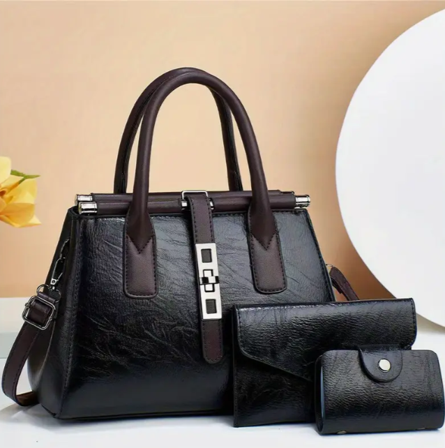 3pcs/set Top Handle Satchel Bag, Luxury Shoulder Tote Bag, Women's Casual Handbag, Crossbody Bag & Clutch Purse